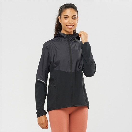 Salomon AGILE FULL ZIP HOODIE Jacka Dam Svarta | 269703-SKW
