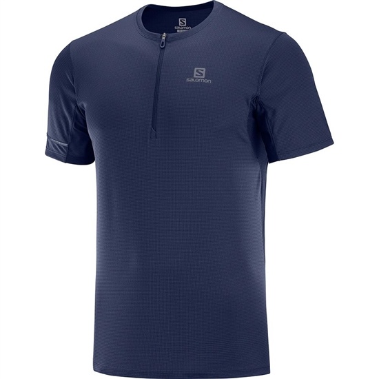 Salomon AGILE HZ SS M T-shirt Herr Marinblå | 968175-GCH
