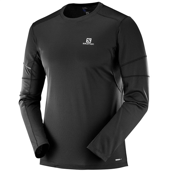 Salomon AGILE LS M T-shirt Herr Svarta | 475386-DZG