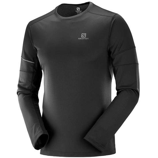Salomon AGILE LS M T-shirt Herr Svarta | 820451-JIM
