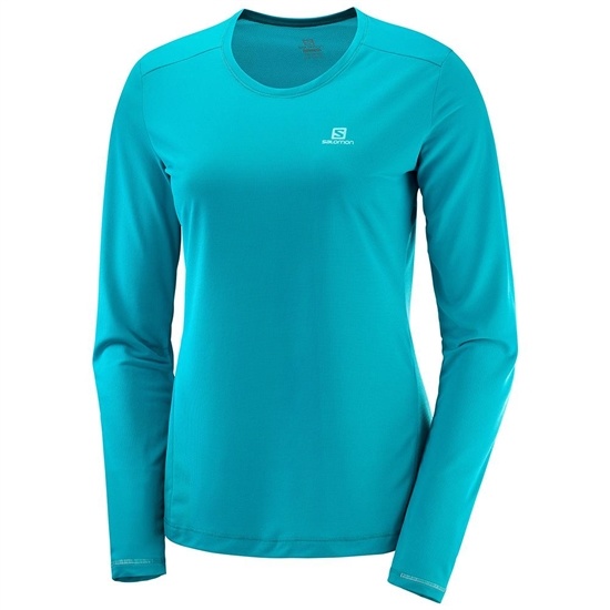 Salomon AGILE LS W Long Sleeve T-shirt Dam Blå | 073941-TGP