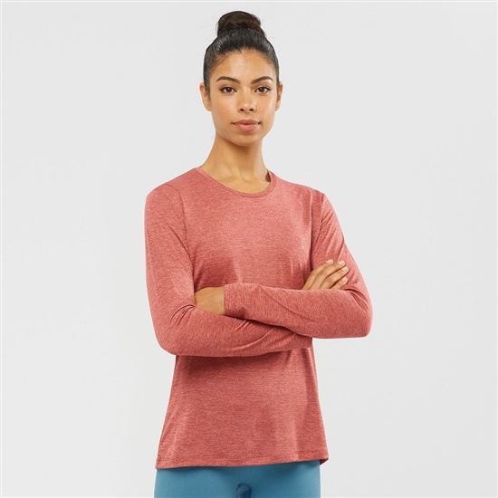 Salomon AGILE Long Sleeve T-shirt Dam Korall | 347812-KLC