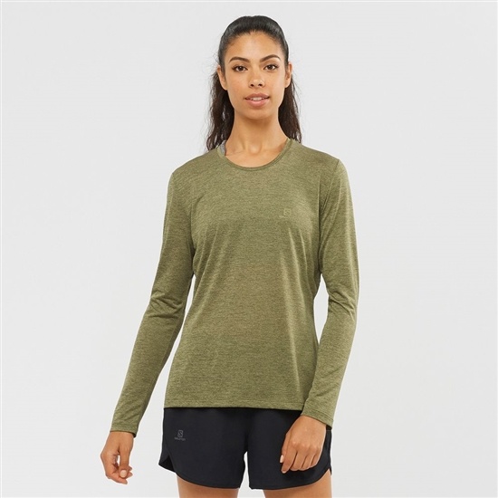 Salomon AGILE Long Sleeve T-shirt Dam Olivgröna | 327509-DKI