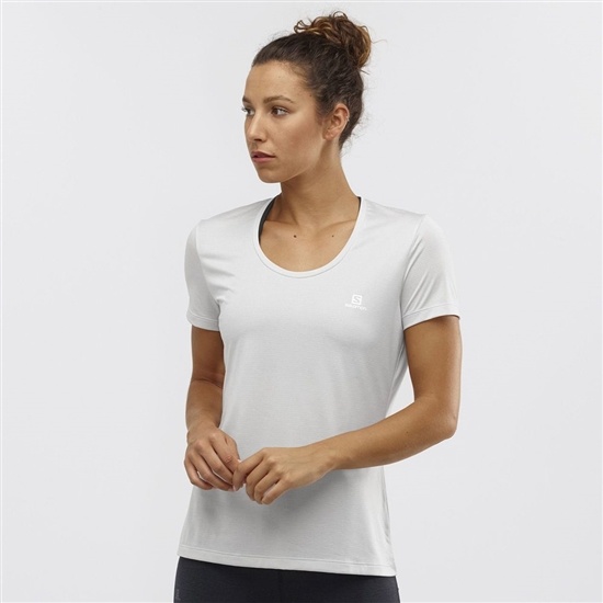 Salomon AGILE Road Running Kort Sleeve T-shirt Dam Ljusgrå | 403286-OUY