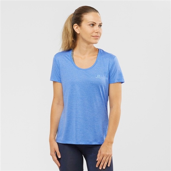 Salomon AGILE Road Running Kort Sleeve T-shirt Dam Blå | 463281-TCM