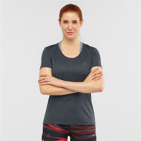 Salomon AGILE Road Running Kort Sleeve T-shirt Dam Svarta | 513974-ZVE