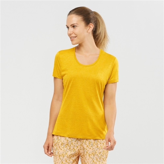 Salomon AGILE Road Running Kort Sleeve T-shirt Dam Gula | 654738-VJY