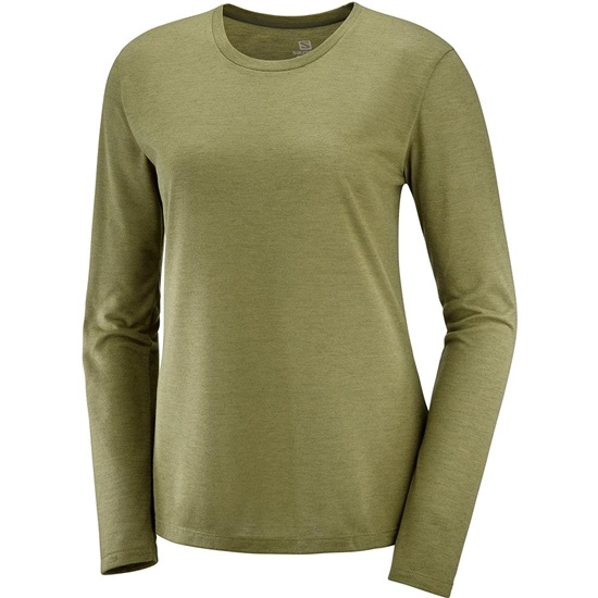 Salomon COMET CLASSIC LS W Midlayers Hoodie Dam Olivgröna | 786309-WDZ