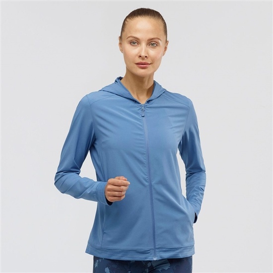 Salomon COMET LIGHT HOODIE W Midlayers Hoodie Dam Blå | 701435-JXG