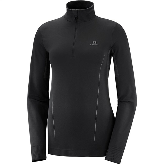 Salomon COMET SEAMLESS HZ W Hoodie Dam Svarta | 045267-THA