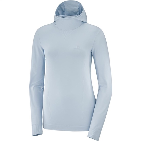 Salomon COMET SEAMLESS W Hoodie Dam Blå | 409825-EKM