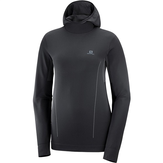 Salomon COMET SEAMLESS W Hoodie Dam Svarta | 025643-LVN