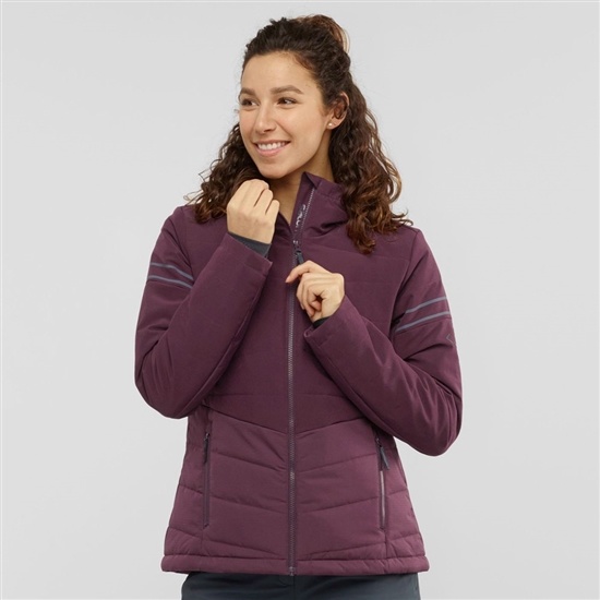 Salomon EDGE Woinsulated Jacket Hoodie Ski Jacka Dam Vinröda | 513290-LZG