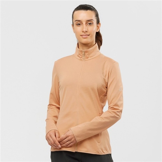 Salomon ESSENTIAL LIGHTWARM Full Zip Jacket Midlayers Jacka Dam Beige | 098512-ATP