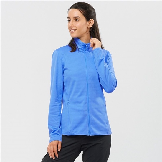 Salomon ESSENTIAL LIGHTWARM Full Zip Midlayer Jacket Midlayers Jacka Dam Blå | 079126-UHO
