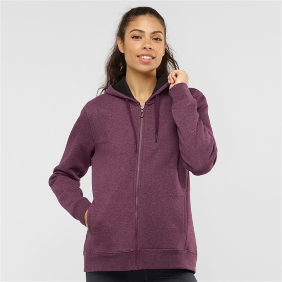 Salomon ESSENTIAL WARM Jacket Hoodie Midlayers Hoodie Dam Vinröda | 067159-YRB