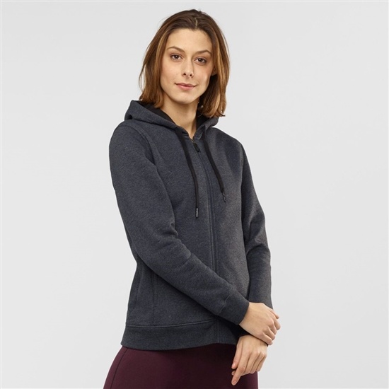 Salomon ESSENTIAL WARM Jacket Hoodie Midlayers Hoodie Dam Svarta | 230871-IWY