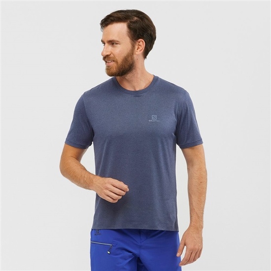 Salomon EXPLORE M Kort Sleeve T-shirt Herr Marinblå | 287014-TRF