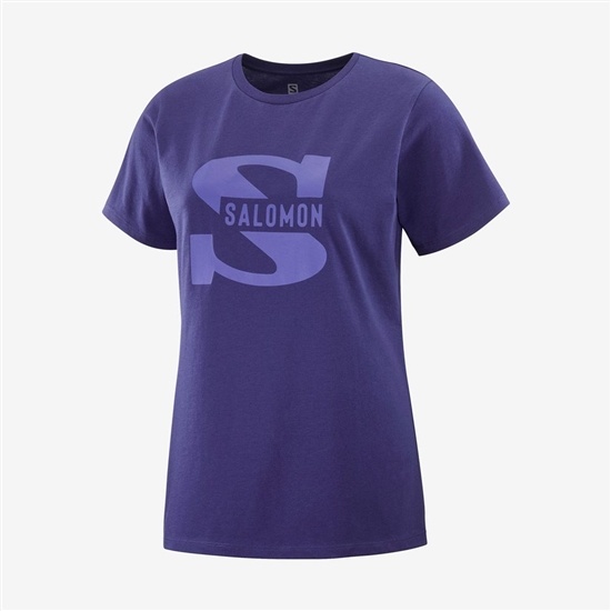 Salomon OUTLIFE BIG LOGO Kort Sleeve T-shirt Dam Lila | 276430-KGB