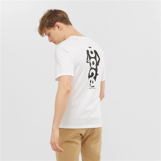 Salomon OUTLIFE GRAPHIC PACE SS M Kort Sleeve T-shirt Herr Vita | 754629-HLZ