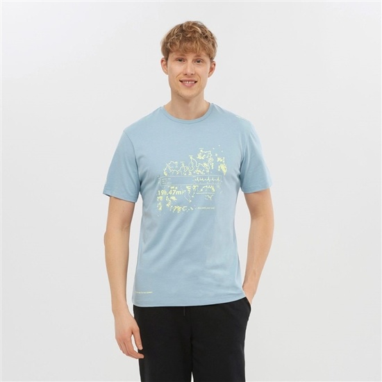 Salomon OUTLIFE GRAPHIC SALOMONOTONE SS M Kort Sleeve T-shirt Herr Blå | 562490-HZK