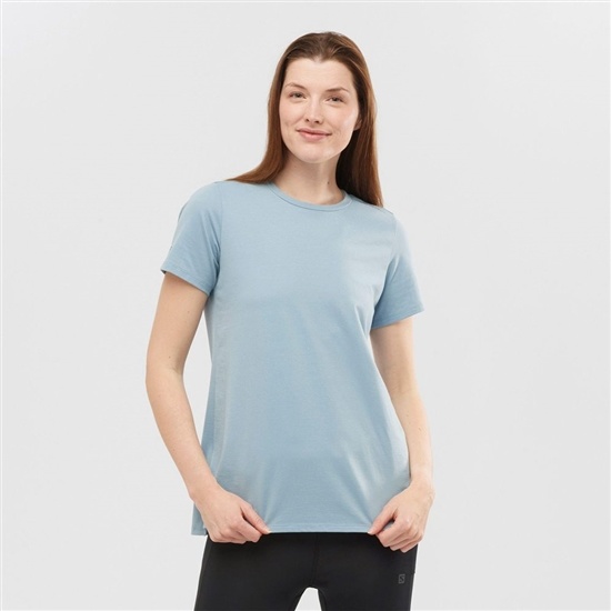 Salomon OUTLIFE LAYERING W Kort Sleeve T-shirt Dam Blå | 091367-ZYQ