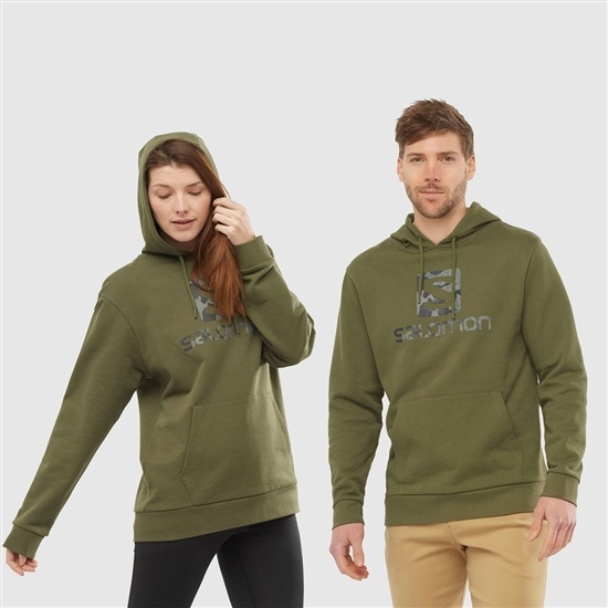 Salomon OUTLIFE LOGO SUMMER Sportswear Hoodie Herr Olivgröna | 139820-YCG