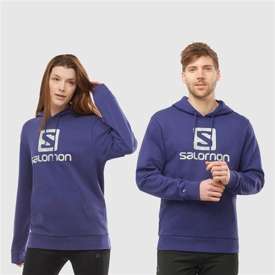 Salomon OUTLIFE LOGO SUMMER Sportswear Hoodie Herr Marinblå | 420617-TQN