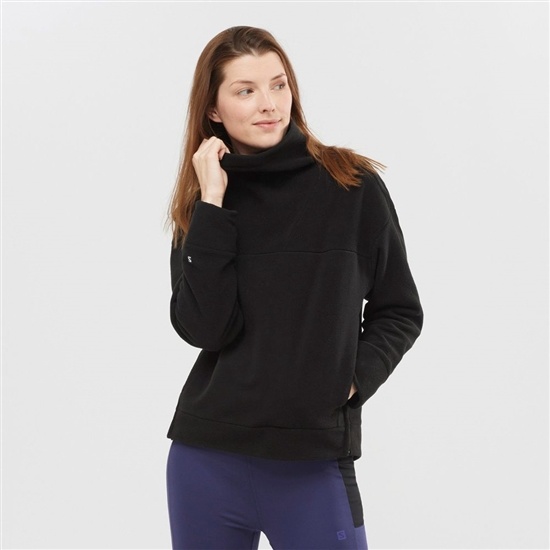 Salomon OUTLIFE MIDLAYER W Crewneck Sweatshirt Dam Svarta | 256018-WOU