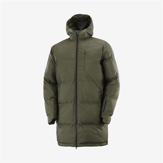 Salomon OUTLIFE PACKABLE LONG PUFFER JKT U Insulated Jacka Herr Olivgröna | 817926-CKD