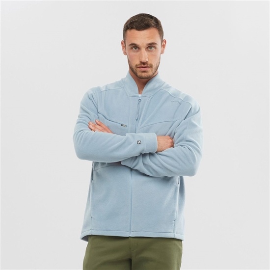 Salomon OUTLIFE ZIP FRONT MIDLAYER M Sportswear Hoodie Herr Blå | 378459-WNE