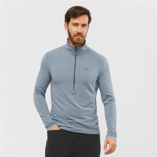 Salomon OUTLINE HALF ZIP MID Midlayers Sweatshirt Herr Blå | 428596-MHJ