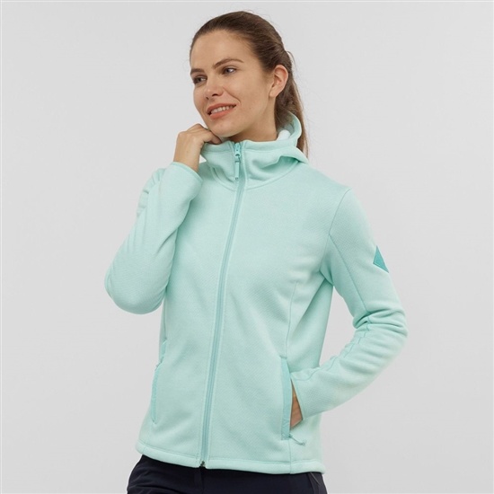 Salomon SNOWSHELTER FLEECE W Jacket Hoodie Midlayers Jacka Dam Mintgröna | 081729-MXI