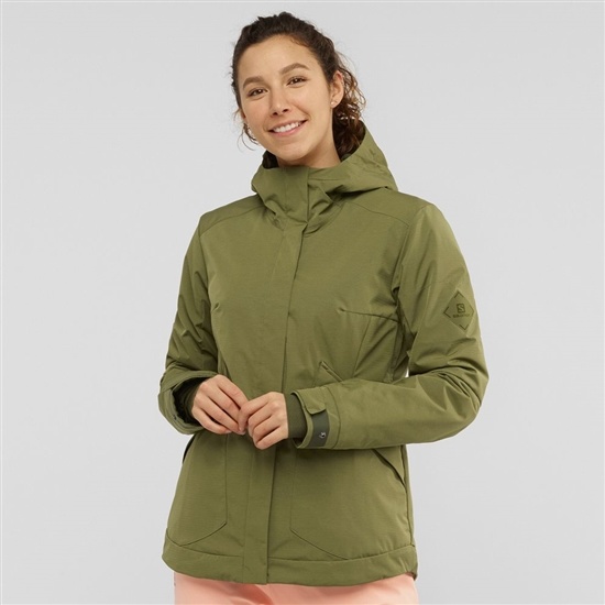 Salomon SNOW REBEL Ski Jacka Dam Olivgröna Gröna | 257941-BML